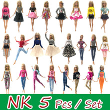 Load image into Gallery viewer, NK 5 Pcs./Set Doll Fashion Outfits Daily Wear Casual Dress Shirt Skirt Dollhouse Clothes for Barbie Doll Accessories 5G JJ
