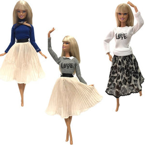 NK 5 Pcs./Set Doll Fashion Outfits Daily Wear Casual Dress Shirt Skirt Dollhouse Clothes for Barbie Doll Accessories 5G JJ