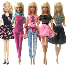 Load image into Gallery viewer, NK 5 Pcs./Set Doll Fashion Outfits Daily Wear Casual Dress Shirt Skirt Dollhouse Clothes for Barbie Doll Accessories 5G JJ
