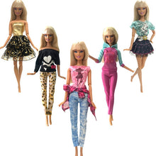 Load image into Gallery viewer, NK 5 Pcs./Set Doll Fashion Outfits Daily Wear Casual Dress Shirt Skirt Dollhouse Clothes for Barbie Doll Accessories 5G JJ
