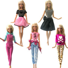 Load image into Gallery viewer, NK 5 Pcs./Set Doll Fashion Outfits Daily Wear Casual Dress Shirt Skirt Dollhouse Clothes for Barbie Doll Accessories 5G JJ
