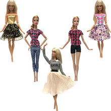Load image into Gallery viewer, NK 5 Pcs./Set Doll Fashion Outfits Daily Wear Casual Dress Shirt Skirt Dollhouse Clothes for Barbie Doll Accessories 5G JJ

