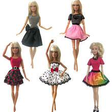 Load image into Gallery viewer, NK 5 Pcs./Set Doll Fashion Outfits Daily Wear Casual Dress Shirt Skirt Dollhouse Clothes for Barbie Doll Accessories 5G JJ
