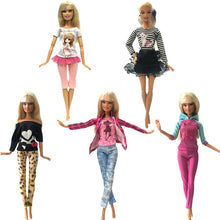 Load image into Gallery viewer, NK 5 Pcs./Set Doll Fashion Outfits Daily Wear Casual Dress Shirt Skirt Dollhouse Clothes for Barbie Doll Accessories 5G JJ
