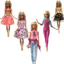 Load image into Gallery viewer, NK 5 Pcs./Set Doll Fashion Outfits Daily Wear Casual Dress Shirt Skirt Dollhouse Clothes for Barbie Doll Accessories 5G JJ
