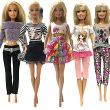 Load image into Gallery viewer, NK 5 Pcs./Set Doll Fashion Outfits Daily Wear Casual Dress Shirt Skirt Dollhouse Clothes for Barbie Doll Accessories 5G JJ

