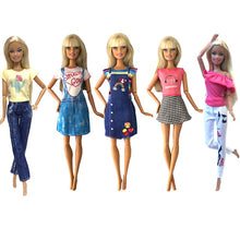 Load image into Gallery viewer, NK 5 Pcs./Set Doll Fashion Outfits Daily Wear Casual Dress Shirt Skirt Dollhouse Clothes for Barbie Doll Accessories 5G JJ
