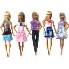 Load image into Gallery viewer, NK 5 Pcs./Set Doll Fashion Outfits Daily Wear Casual Dress Shirt Skirt Dollhouse Clothes for Barbie Doll Accessories 5G JJ
