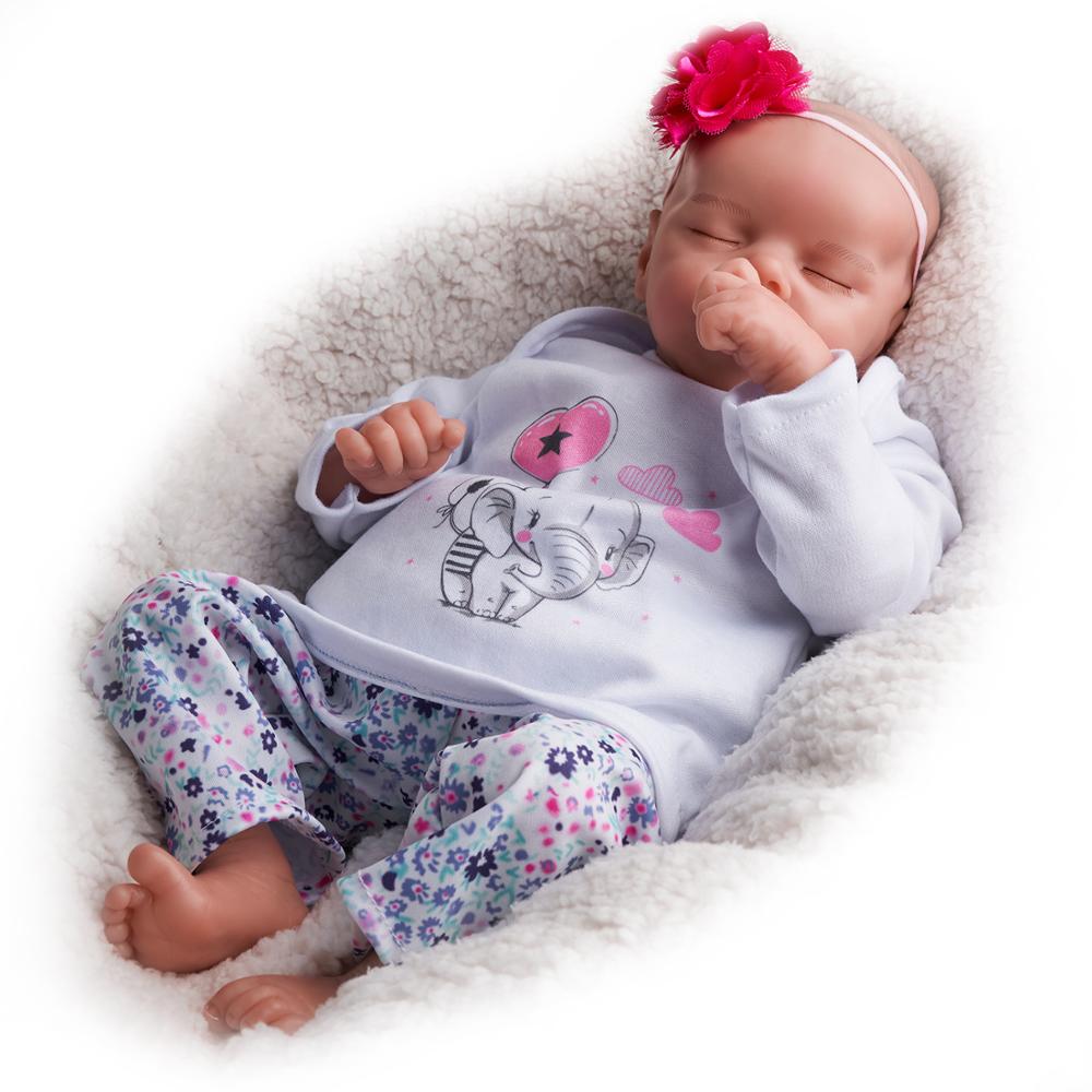 RSG Reborn Baby Doll 17 Inches Lifelike Newborn Sleeping Eye-closed Baby Silicone Vinyl Doll Reborn Toddle Gift Toy for Children