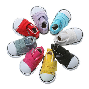 1 Pair 5cm Doll Shoes Denim Slippers For Dolls Fashion Denim Mini Shoes 1/6 For Handmade Dolls High Top Plimsolls Mini Sneakers