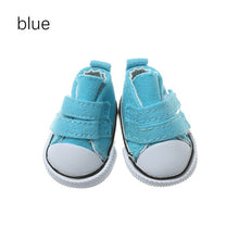 Load image into Gallery viewer, 1 Pair 5cm Doll Shoes Denim Slippers For Dolls Fashion Denim Mini Shoes 1/6 For Handmade Dolls High Top Plimsolls Mini Sneakers

