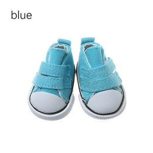 1 Pair 5cm Doll Shoes Denim Slippers For Dolls Fashion Denim Mini Shoes 1/6 For Handmade Dolls High Top Plimsolls Mini Sneakers