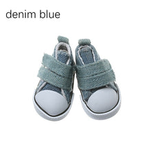 Load image into Gallery viewer, 1 Pair 5cm Doll Shoes Denim Slippers For Dolls Fashion Denim Mini Shoes 1/6 For Handmade Dolls High Top Plimsolls Mini Sneakers
